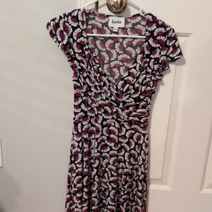 Leota Midi Dress - Black, White, Pink Floral